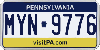 PA license plate MYN9776