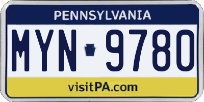 PA license plate MYN9780