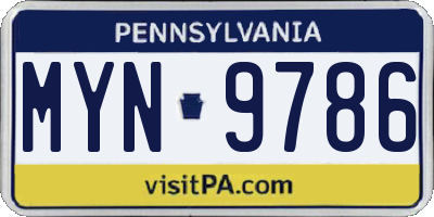 PA license plate MYN9786