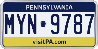 PA license plate MYN9787