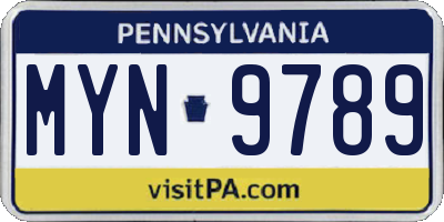 PA license plate MYN9789