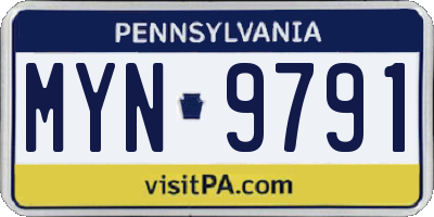PA license plate MYN9791