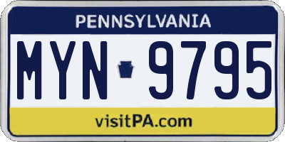PA license plate MYN9795