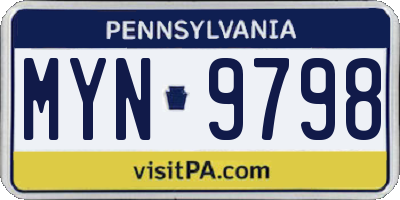 PA license plate MYN9798