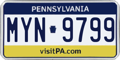 PA license plate MYN9799