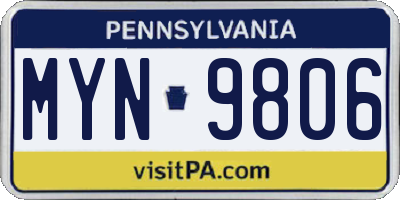PA license plate MYN9806