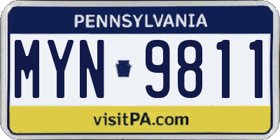 PA license plate MYN9811