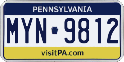 PA license plate MYN9812