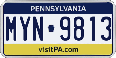 PA license plate MYN9813