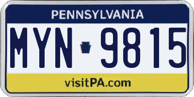PA license plate MYN9815