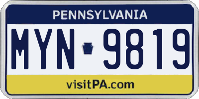 PA license plate MYN9819