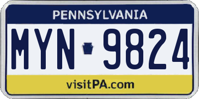 PA license plate MYN9824