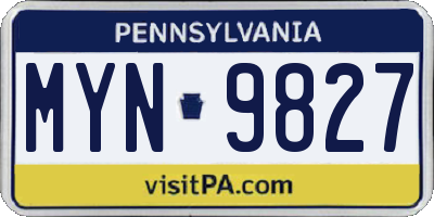 PA license plate MYN9827
