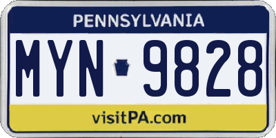 PA license plate MYN9828