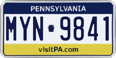 PA license plate MYN9841