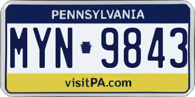 PA license plate MYN9843