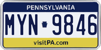 PA license plate MYN9846