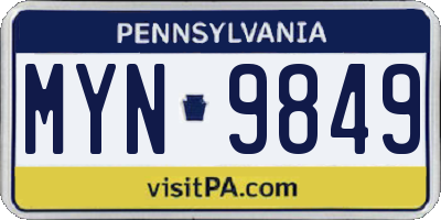 PA license plate MYN9849