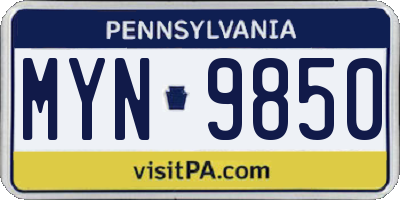 PA license plate MYN9850