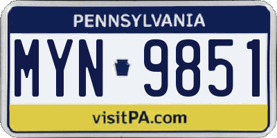 PA license plate MYN9851