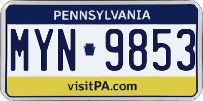 PA license plate MYN9853