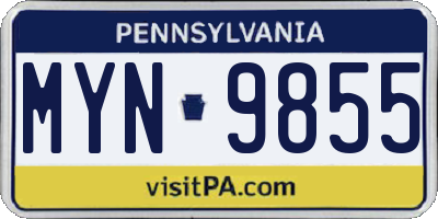 PA license plate MYN9855