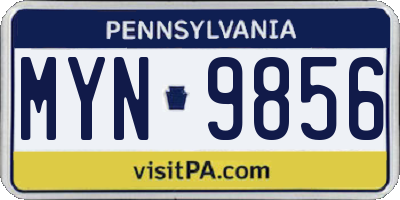 PA license plate MYN9856