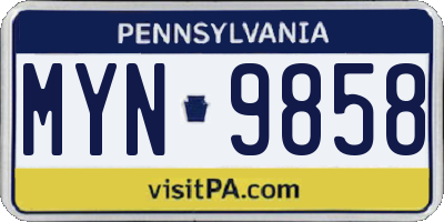 PA license plate MYN9858