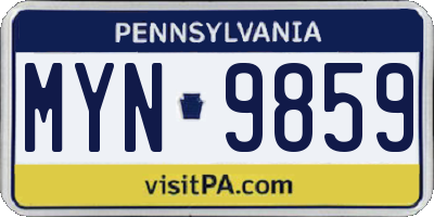 PA license plate MYN9859