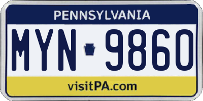 PA license plate MYN9860