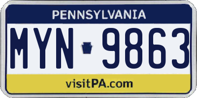 PA license plate MYN9863