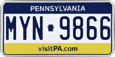 PA license plate MYN9866