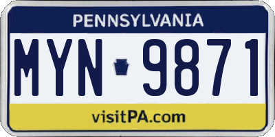 PA license plate MYN9871
