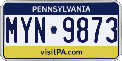 PA license plate MYN9873