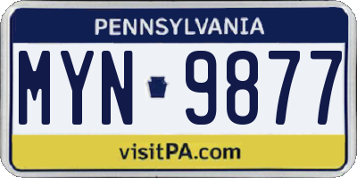 PA license plate MYN9877