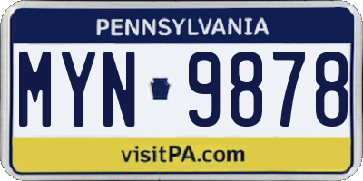 PA license plate MYN9878