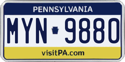 PA license plate MYN9880