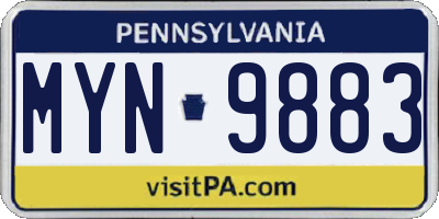 PA license plate MYN9883