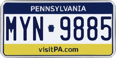 PA license plate MYN9885
