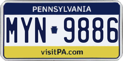 PA license plate MYN9886