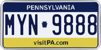 PA license plate MYN9888