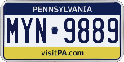 PA license plate MYN9889
