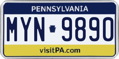 PA license plate MYN9890