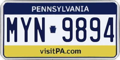 PA license plate MYN9894