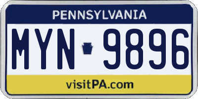 PA license plate MYN9896