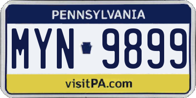 PA license plate MYN9899
