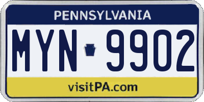 PA license plate MYN9902