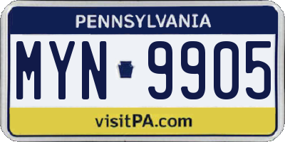 PA license plate MYN9905