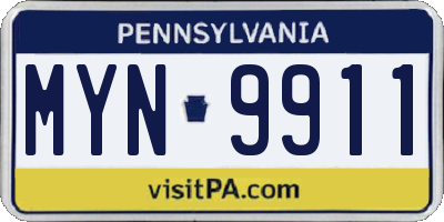 PA license plate MYN9911