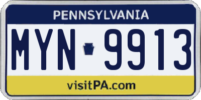PA license plate MYN9913